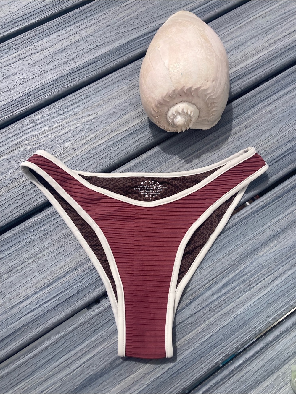 ACACIA - x Revolve Piped Parker Bikini Bottom in Rouge Dual Rib - L